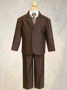 Baby Boys 5 Piece Suit with Vest and Tie - Chocolate