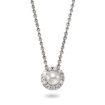Akoya Cultured Pearl & Diamond Necklace (5 mm) 14kt White Gold