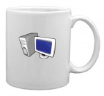 White Mug with the image of: Computer