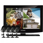 Defender Sync DVR Security System with 19&#34; LCD Monitor and 4 High-Resolution Indoor/Outdoor Surveillance Cameras