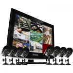 Defender Sync DVR Security System with 19&#34; LCD Monitor and 8 High-Resolution Indoor/Outdoor Surveillance Cameras