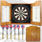 Solid Wood Dart Cabinet with Dartboard and Darts