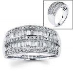 Round Brilliant & Tapered Baguette Diamond Ring ( .97 ctw) 18kt White Gold