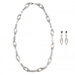 Sterling Silver Oval Design Necklace & Earring Set