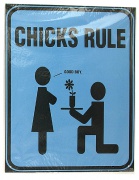 Chicks Rule Blue Sign pack of 15