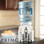 Primo Tabletop Bottled Water Dispenser Fits Most 3 to 5 Gallon Bottles White with Polished Chrome Great for Cookouts & Tailgating
